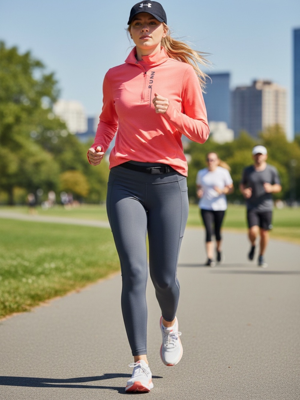 Under Armour bright Coral Quarter-Zip Long Sleeve Pullover Heat Gear Run